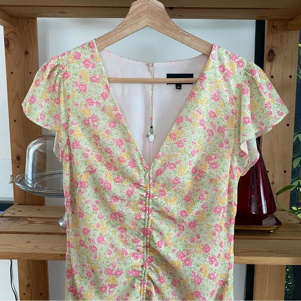 REVOLVE Majorelle Elaine Midi Dress Floral Pink Lemonade Multi XS - Picture 5 of 16